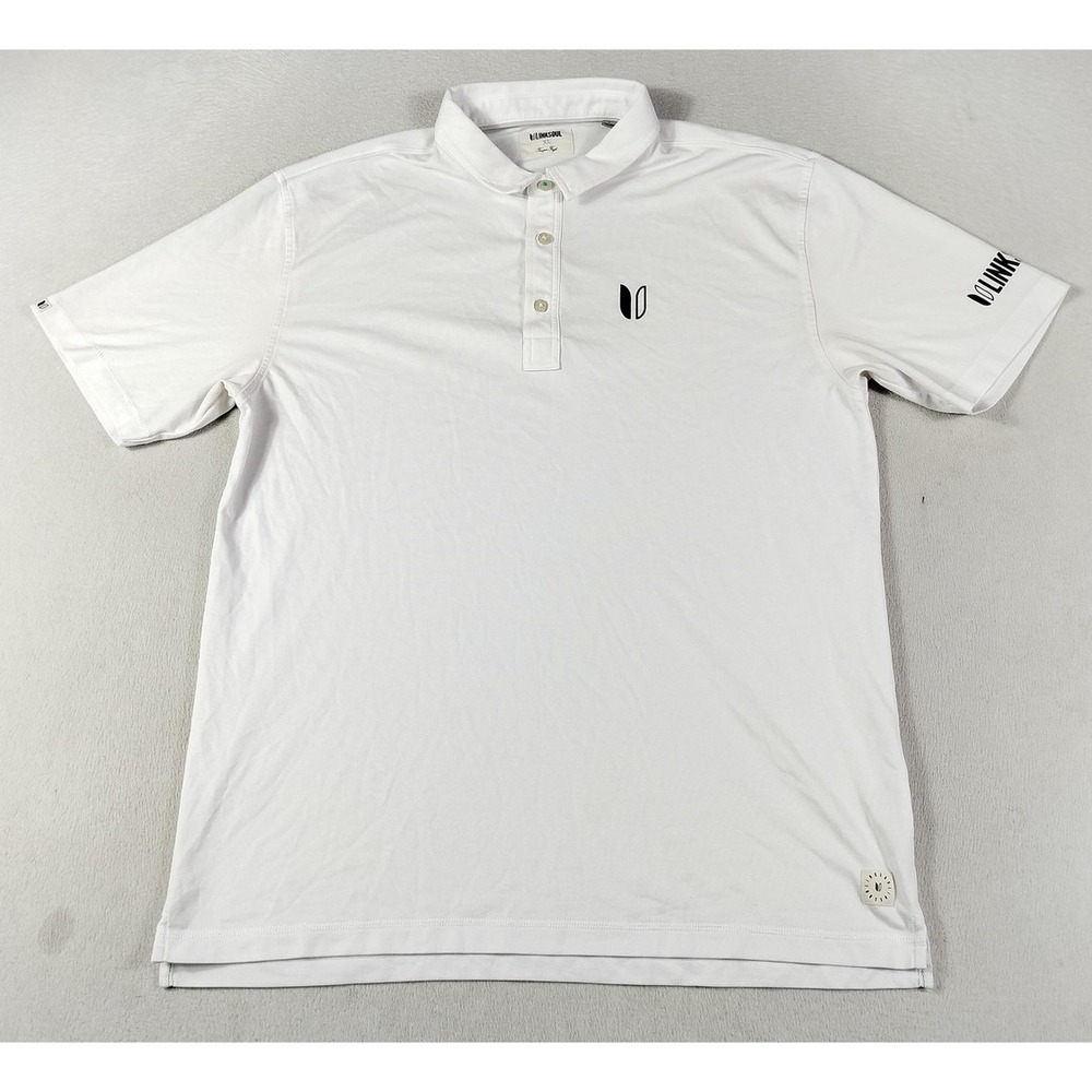 Linksoul Tempus Fugit Polo Shirt Mens XL White Golf Performance Lightweight Knit